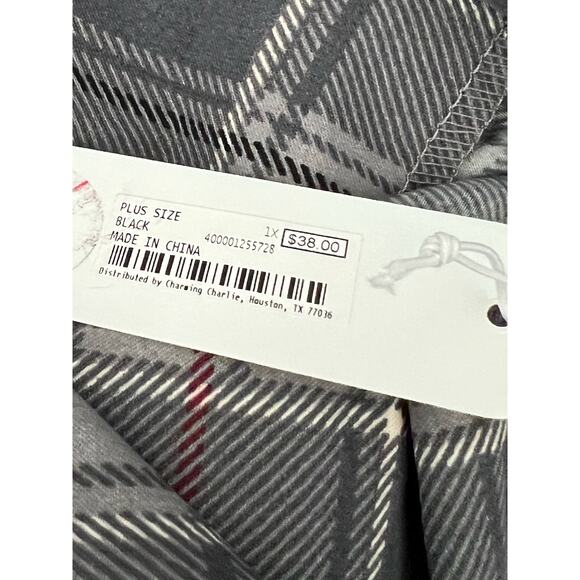 NWT Nice C Curve Gray Plaid Cold Shoulder Romper Jumpsuit Plus Size 1X - Picture 14 of 14